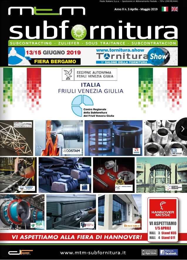 Collettiva regionale fiera di Hannover in prima pagina sulla rivista MTM Subfornitura
